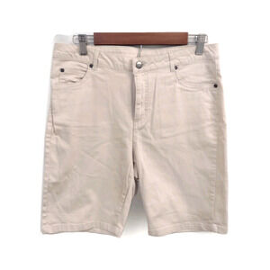 Appleseeds Denim Bermuda Shorts Women’s 10 Beige Khaki Mid Rise Summer Casual